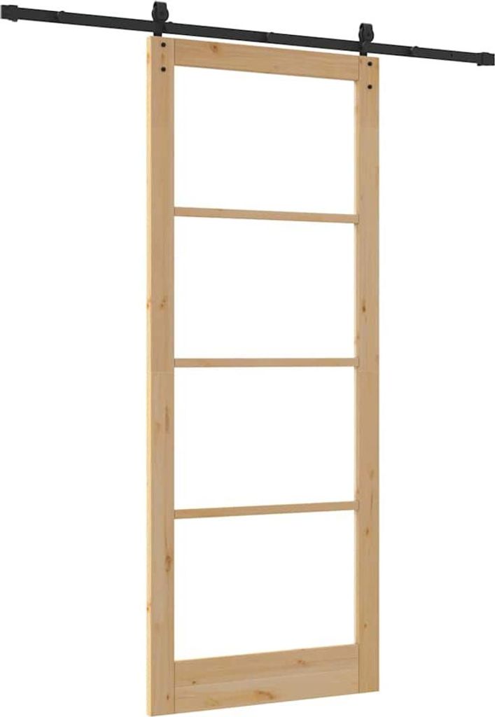 Schiebetür Natürlich und Schwarz 93 x 232 cm