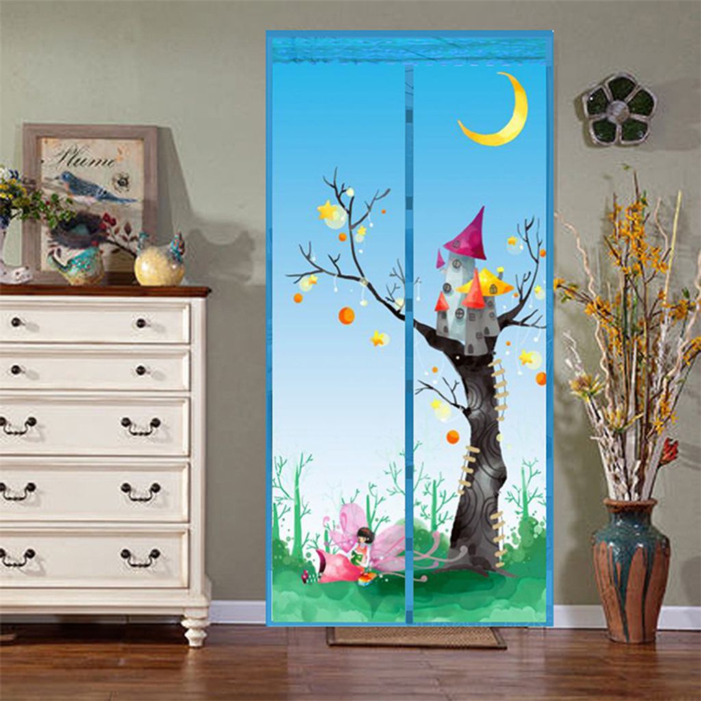 100x210 cm Magnet Fliegengitter Tür, Washable, Insektenschutz für Balkontür, Terrassentür, Schiebetür, Holz, Eisen, Aluminium Türen (Himmelbl...
