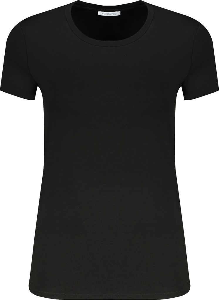 Elegantes Schwarzes Damen T-Shirt mit Strass & Baumwolle