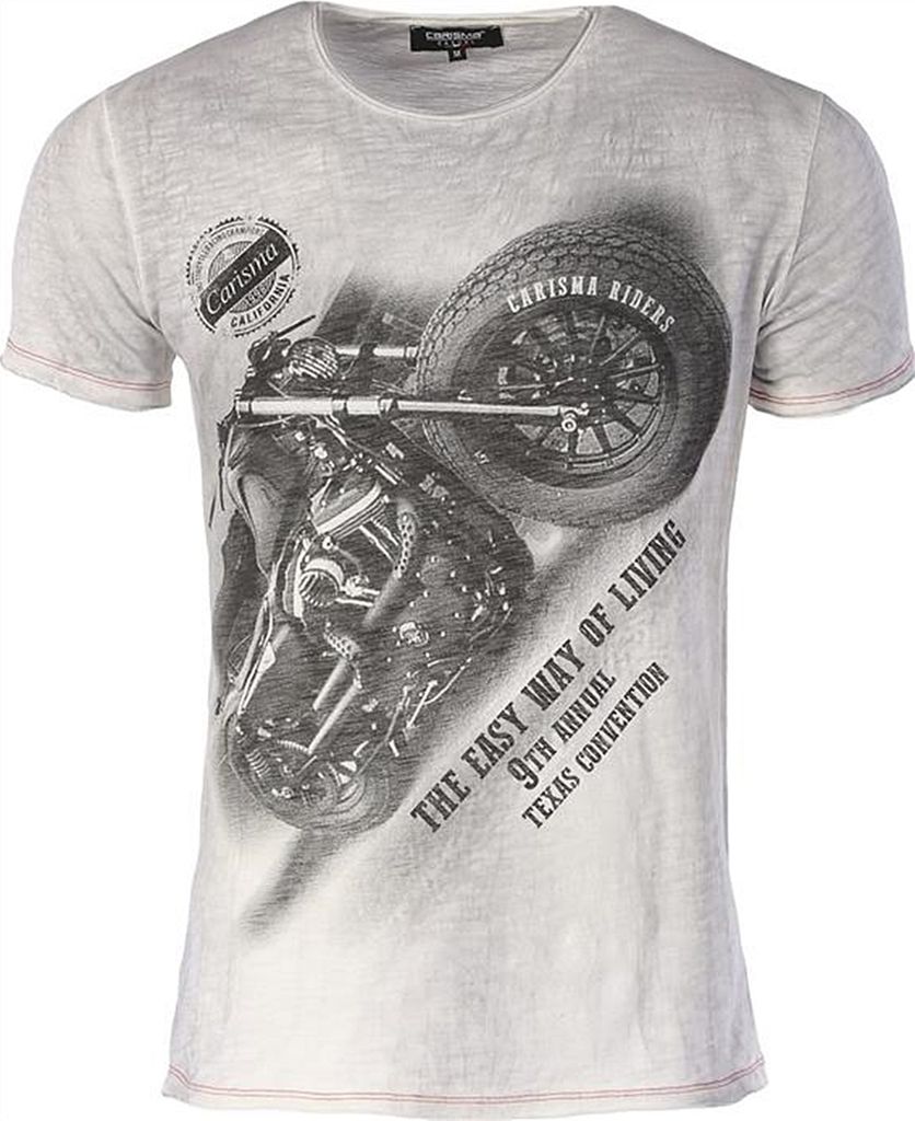 Brandneu Designer T-Shirt CARISMA Grau Bike-Print CRM4478 L