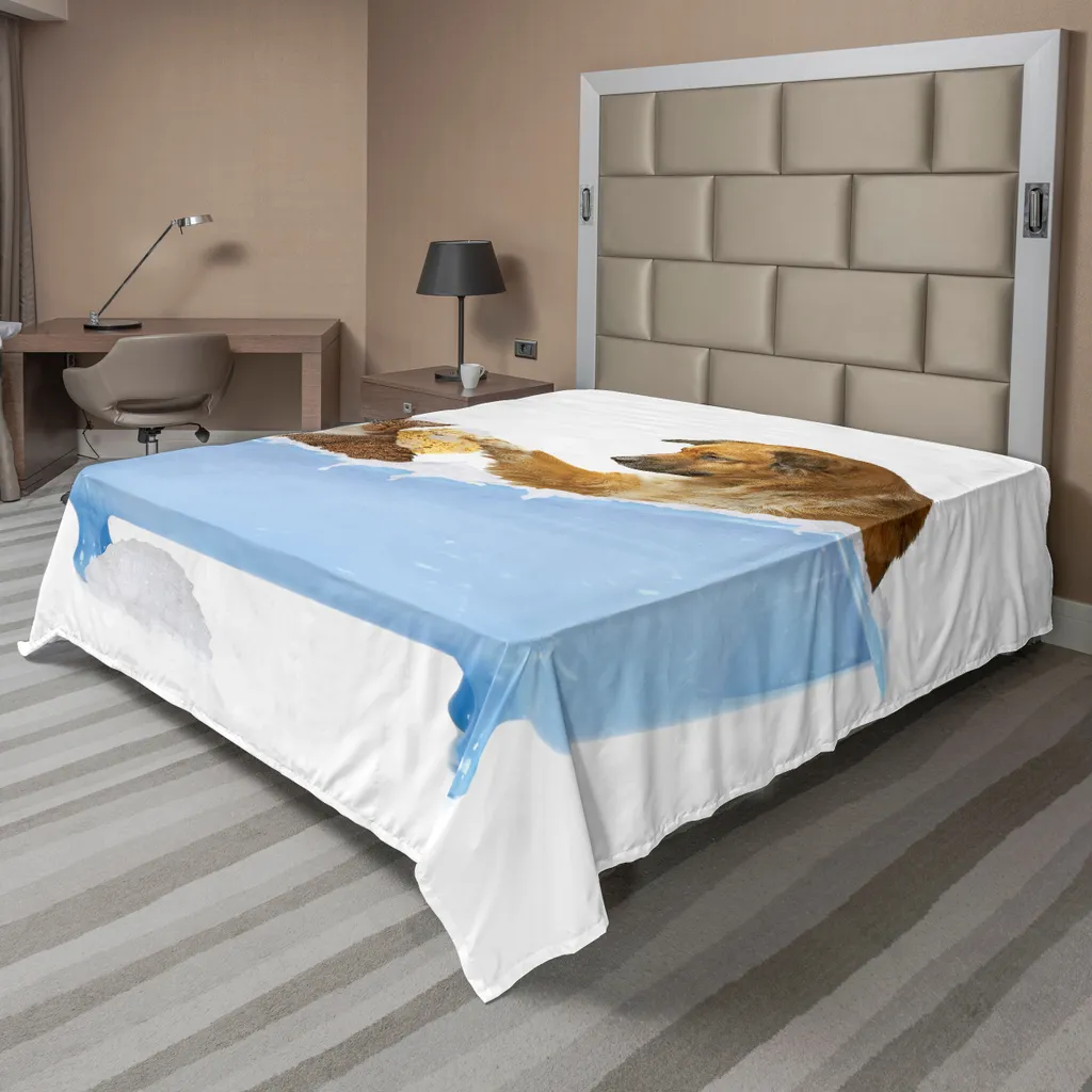 Drap de Lit Décoratif Chat et Chien pour Chambre Ambiance Ludique 244 x 205 cm