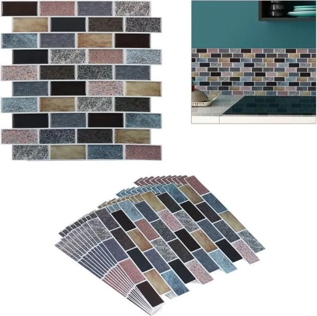 Lot de 10 Autocollants Muraux en Pierre pour Carrelage de Cuisine