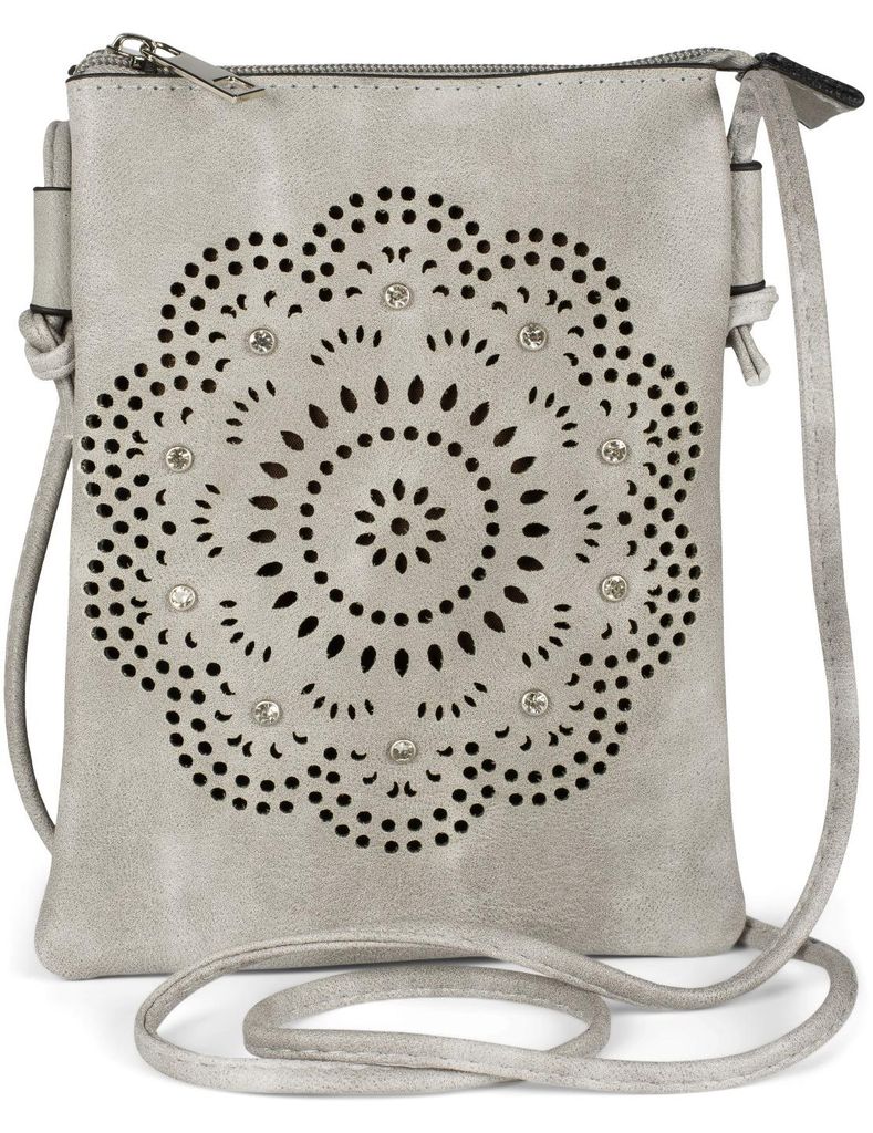 styleBREAKER Damen Mini Umhängetasche mit Blumen Lasercut Produktbild 