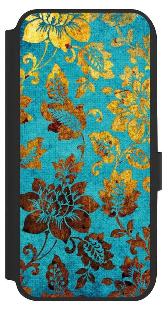 NIVOCASE Klapphülle für Samsung Galaxy A14 5G Handyhülle aus Kunst Leder NIVOflip schwarz Blumen Ornamente Vintage