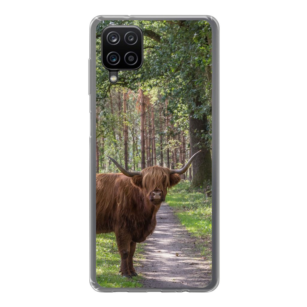 MuchoWow Handyhülle Schutzhülle Hülle für Samsung Galaxy A12 Schottischer Highlander - Kröte - Baum Silikon Softcase Handy Hülle - Bild