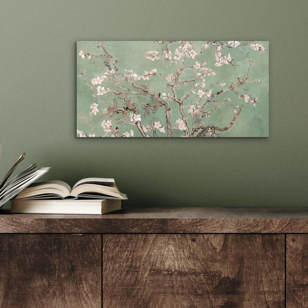 MuchoWow Wanddekoration Metall Metallbild Wandkunst 40x20 cm Mandelblüte - Kunst - Van Gogh - Grün MuchoWow Aluminium Gemälde - Bild - Aluminium