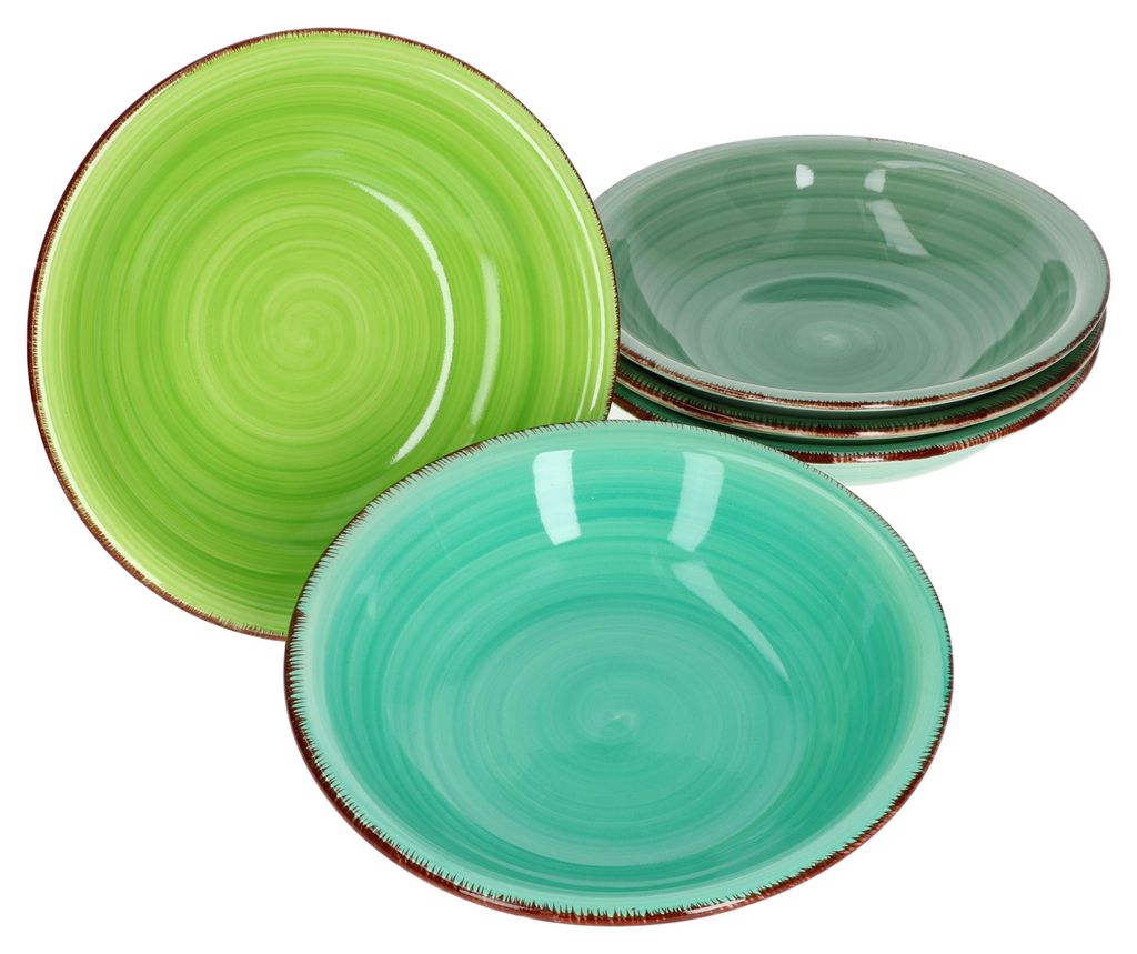 6er Green Suppenteller grüner Landhausstil I Ø 21,5 cm tief Produktbild 