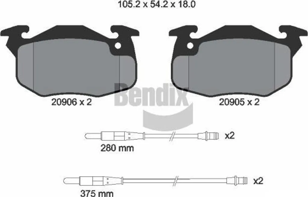 Plaquettes de frein Bendix BPD1538 haute fiabilité OE 425102 - 13mm