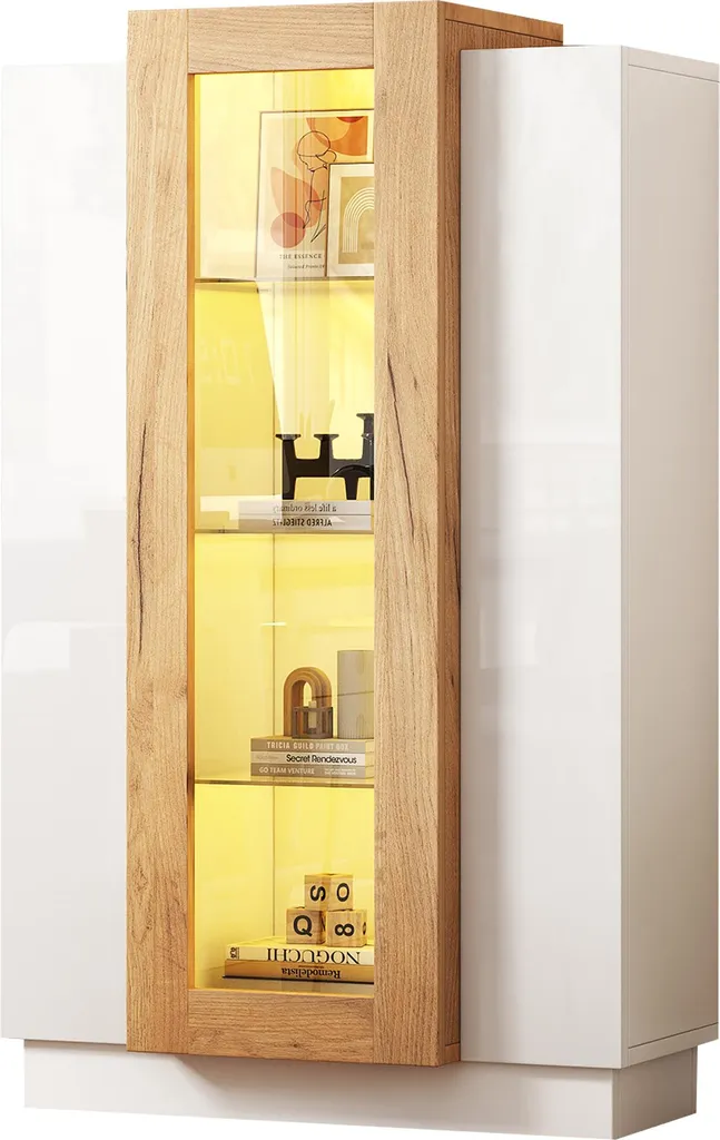 Petit Buffet Vitré 3 Portes - Solution de Rangement Lumineuse et Design - 3