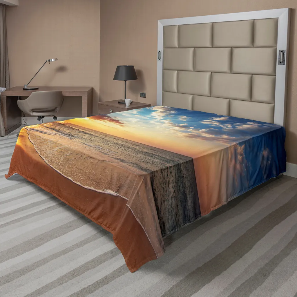 Drap de lit 275x260 cm Océan en tissu anti-pli pour un lit toujours beau