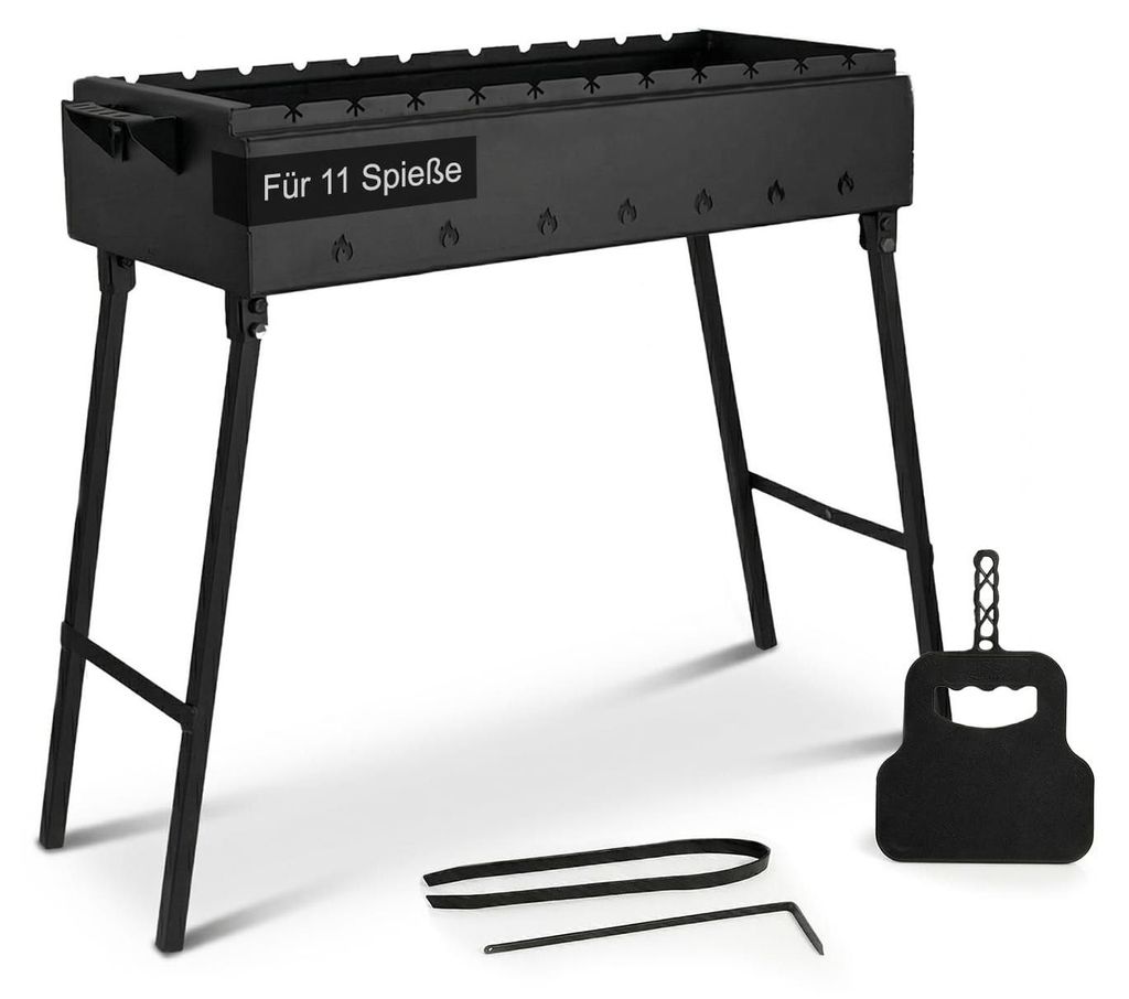 Klappbar Mangal Stahl 2,0 mm für 11 Spieße Länge 70cm  Produktbild 