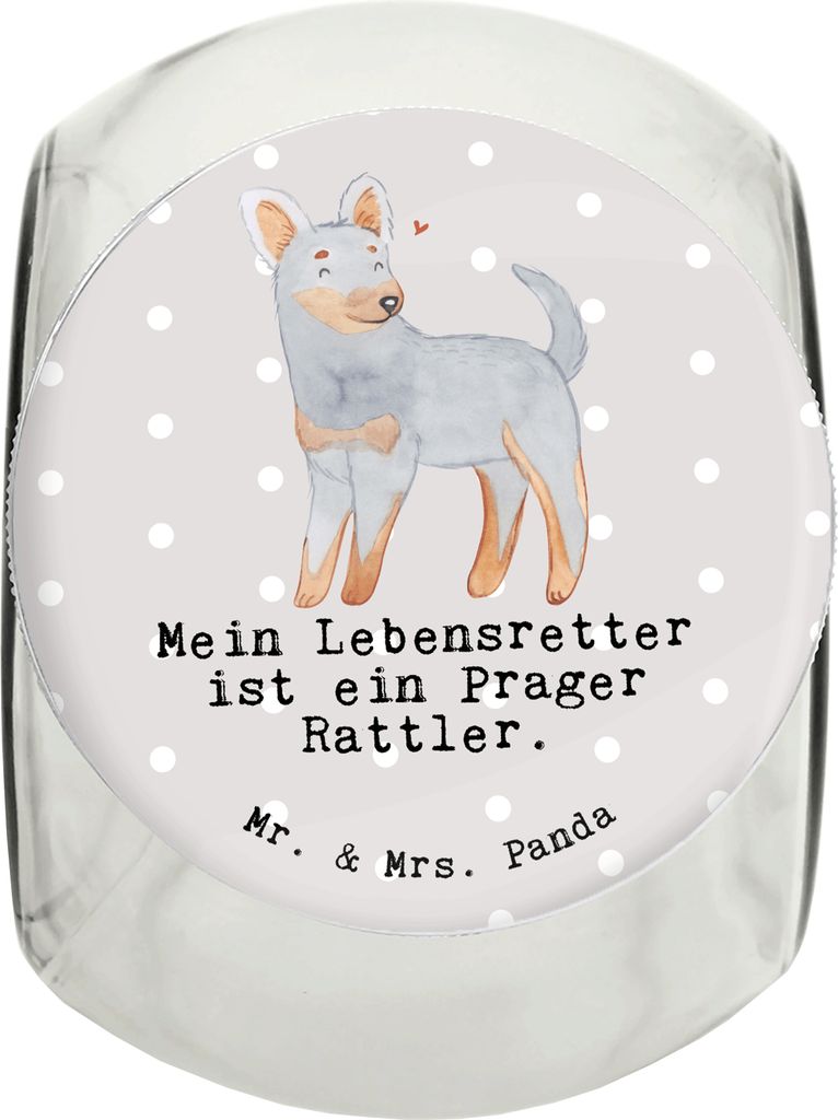 Mr. & Mrs. Panda Bonbonglas Prager Rattler Lebensretter L 870ml - Grau Pastell - Geschenk, Dose, Keksdose, Dekoglas, aufbewahrungsglas, schraubglas...