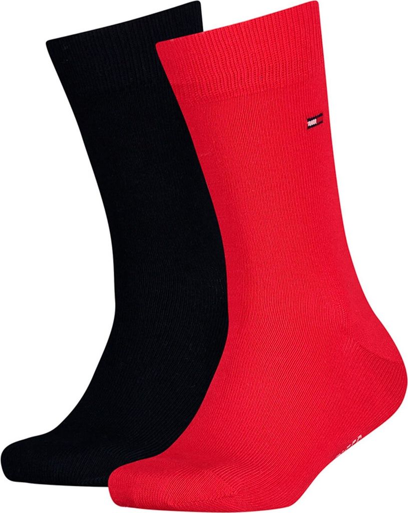 TOMMY HILFIGER Kinder Socken, 2er Pack - Basic, TH, 23-42, einfarbig Blau/Rot 35-38