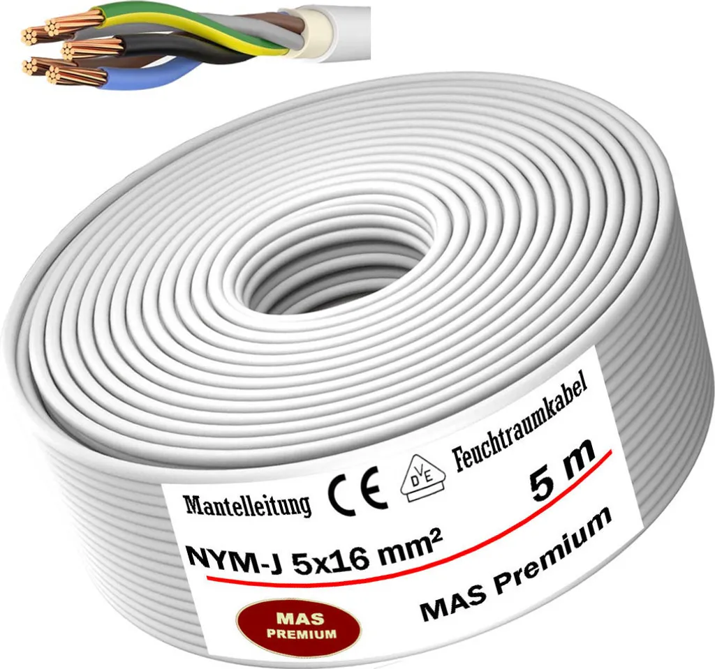 Cavo Alimentazione NYM-J 5x16 mm² 5m - Qualità Certificata per Esterni