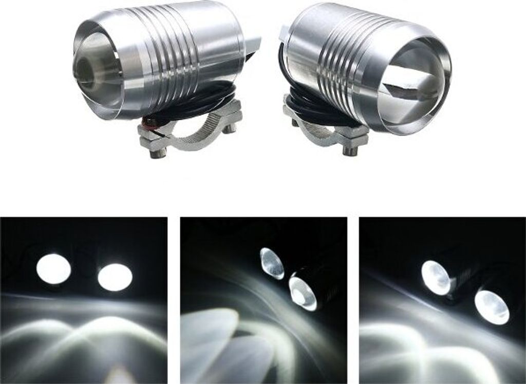 Paar 30W DC 12-60V Motorrad Scheinwerfer U2 LED Driving Scheinwerfer Nebel Licht + Schalter High/Low Beam - Silber