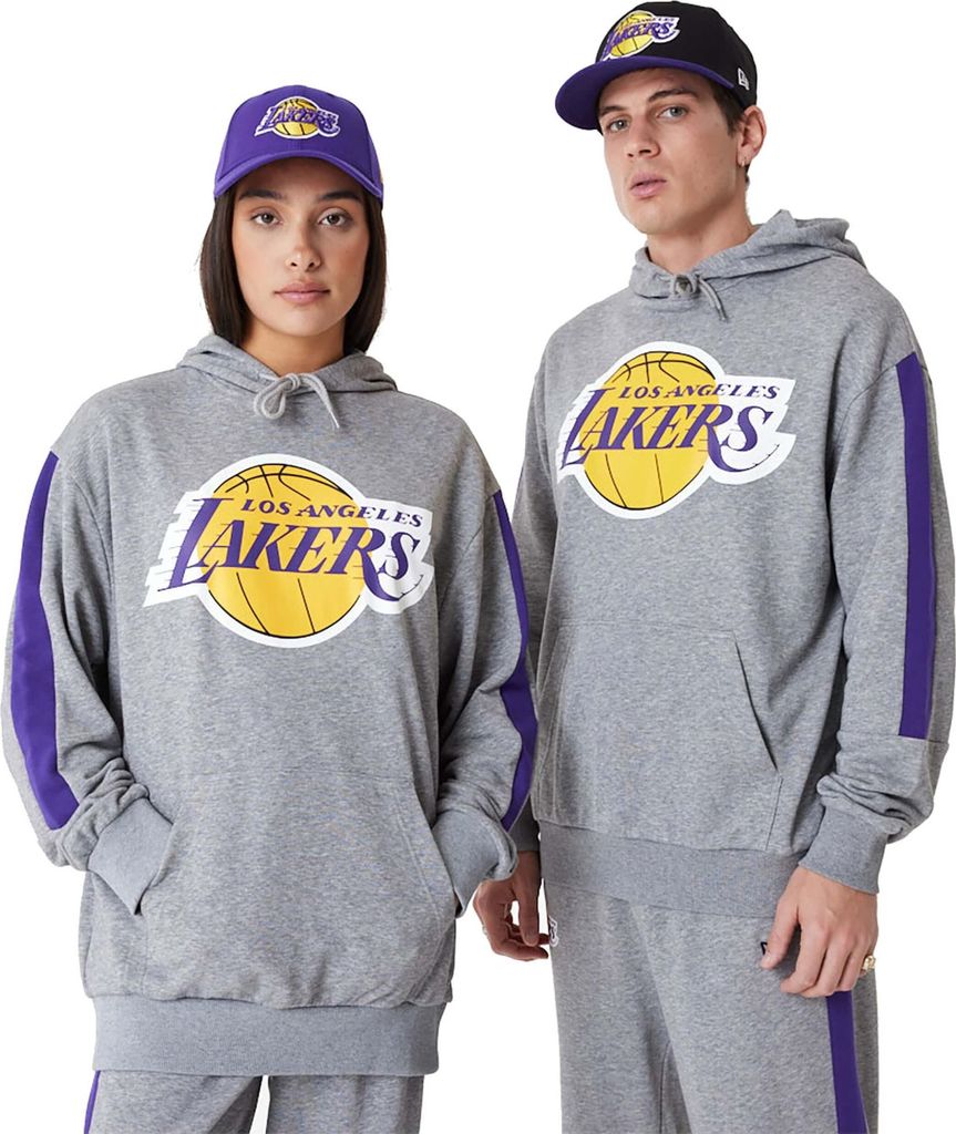 Uni Sweater mit Kapuze New Era LA Lakers NBA Colour Block Grau - L
