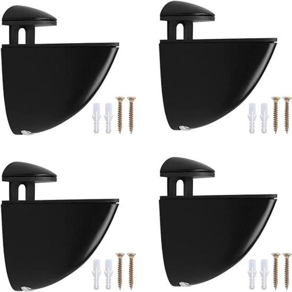 Supports de tablette en verre noirs réglables - Fixations murales lot 4