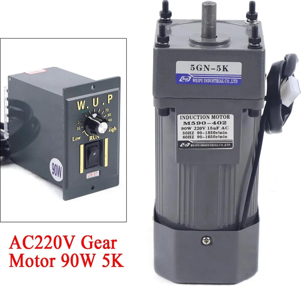 Motoréducteur AC 90W 5K Monophasé 110V/220V à Couple Élevé et Fiable