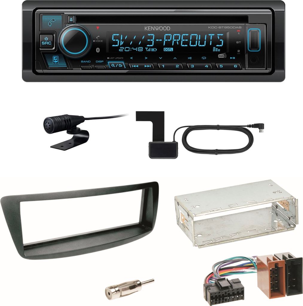 Kenwood KDC-BT950DAB Bluetooth DAB Einbauset Toyota Aygo Citroen C1 Peugeot 107