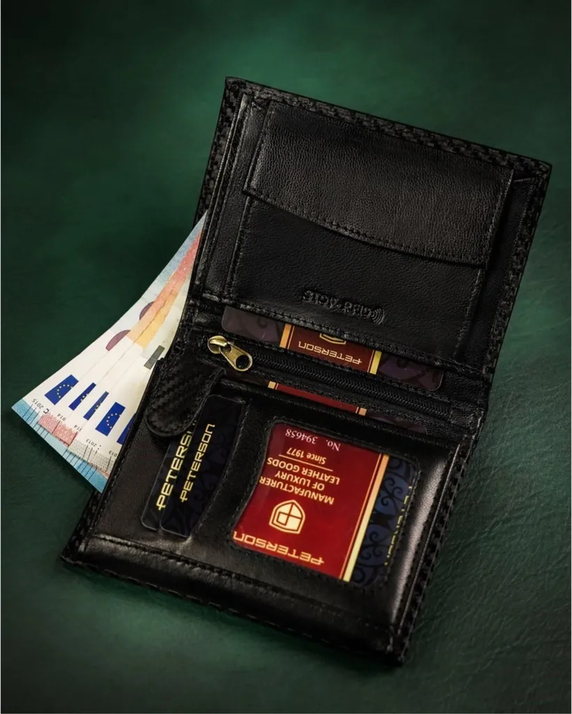 HUNTERSON Portafoglio Magico Uomo In Vera Pelle – Sottile E Minimal, Con Protezione RFID, Capacità Fino A 12 Carte, Regalo In Confezione Elegante