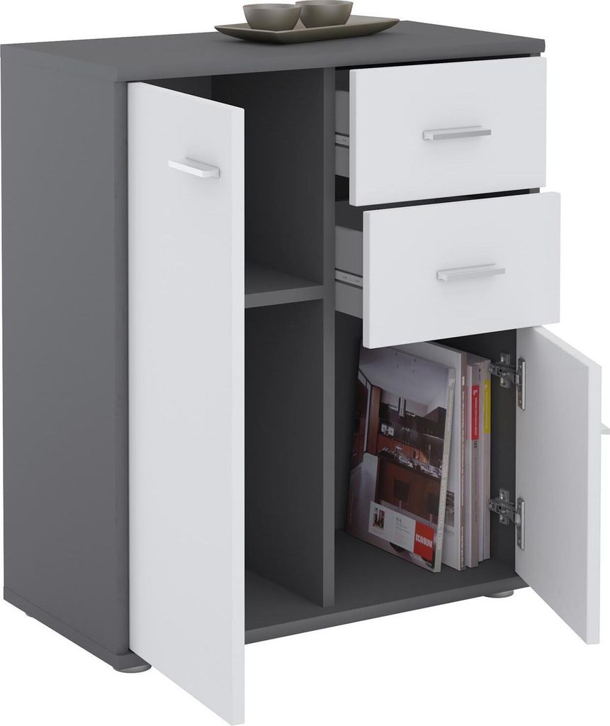 Kommode LOCARNO Highboard Bürokommode mit 2 Schubladen und Produktbild 
