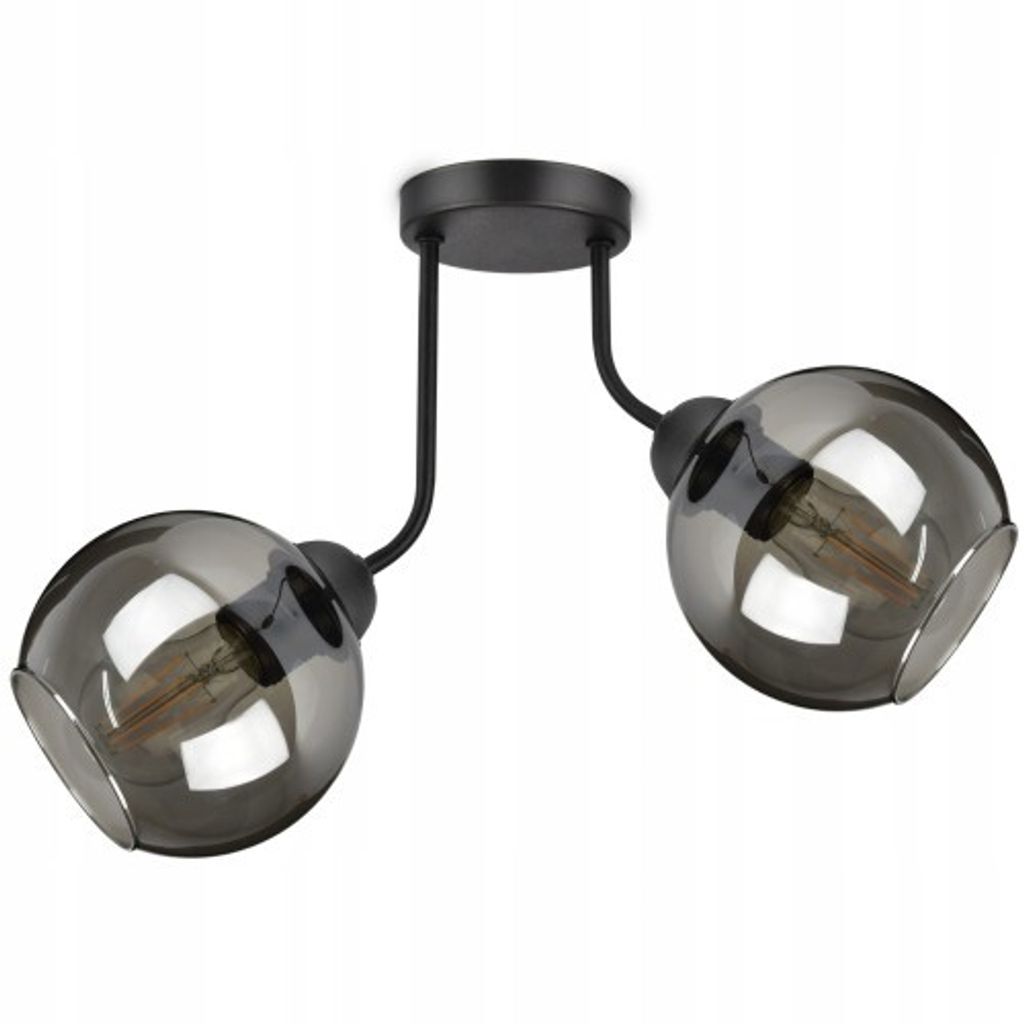 LUXOLAR Deckenleuchte 2 flammig, Led Deckenlampe Schwarz E27 60W - Hängelampe für Wohnzimmer, Küchen - Schwarz Glas