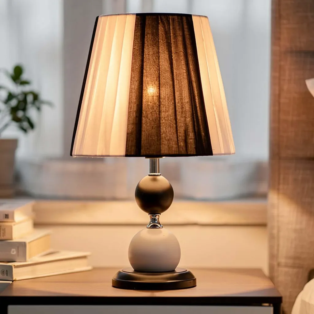 Luminaire de Chevet Design avec Abat-jour Textile et Pied LED Variable