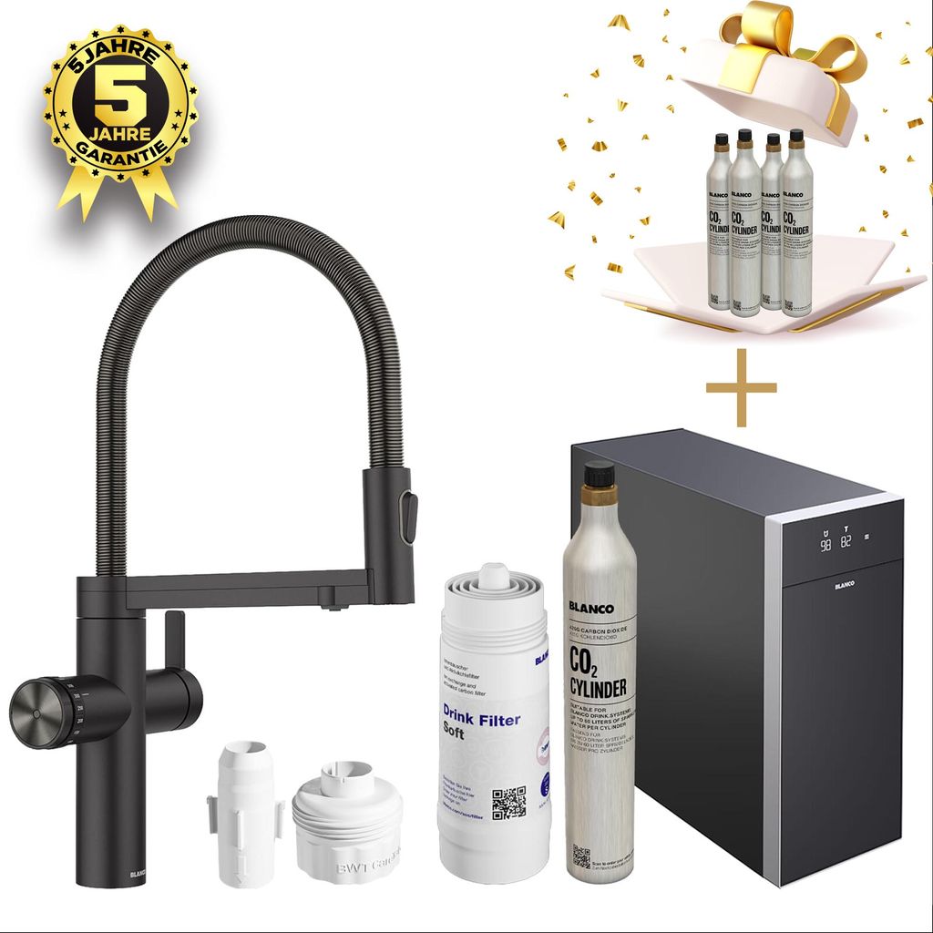Blanco Set Trinkwasserarmatur Choice Icona Schwarz Matt + Produktbild 