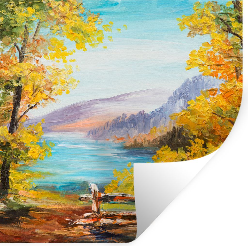 MuchoWow Wandtattoo Wandsticker Wandaufkleber Malerei - Ölgemälde - Pflanzen - Natur 80x80 cm Selbstklebend und Repositionierbar - Wierderverwe...