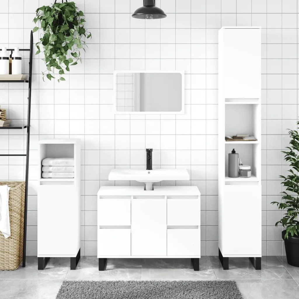 Maison Exclusive - Mobile da bagno bianco 30x30x100 cm Materiale ligneo