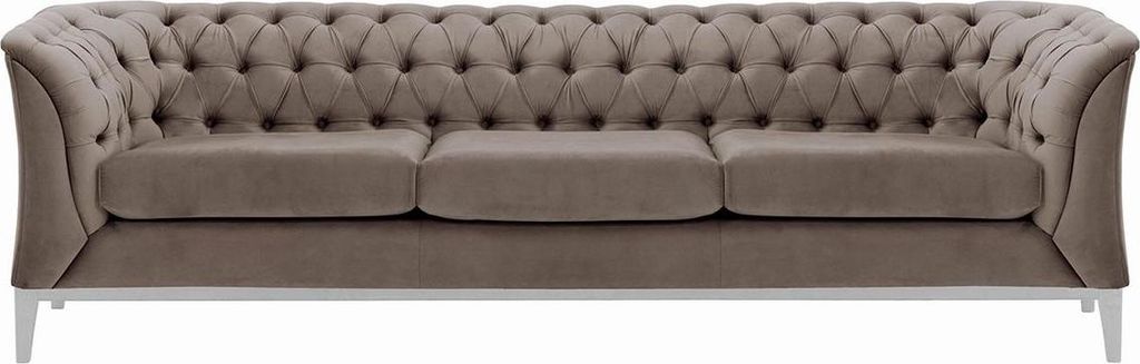 Dreisitzer-Sofa Chesterfield Modern Wood aus medizinischem Schaumstoff-Velluto 17-white