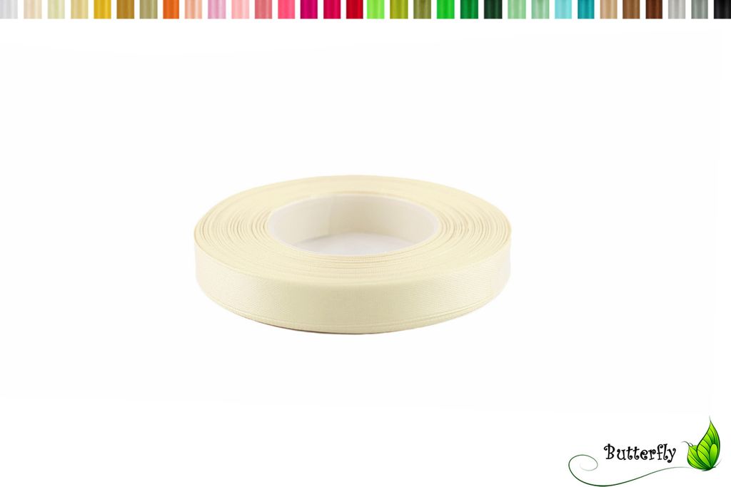 Satinband 12mm x 32m Rolle, Farbe:004 creme (ecru) Produktbild 