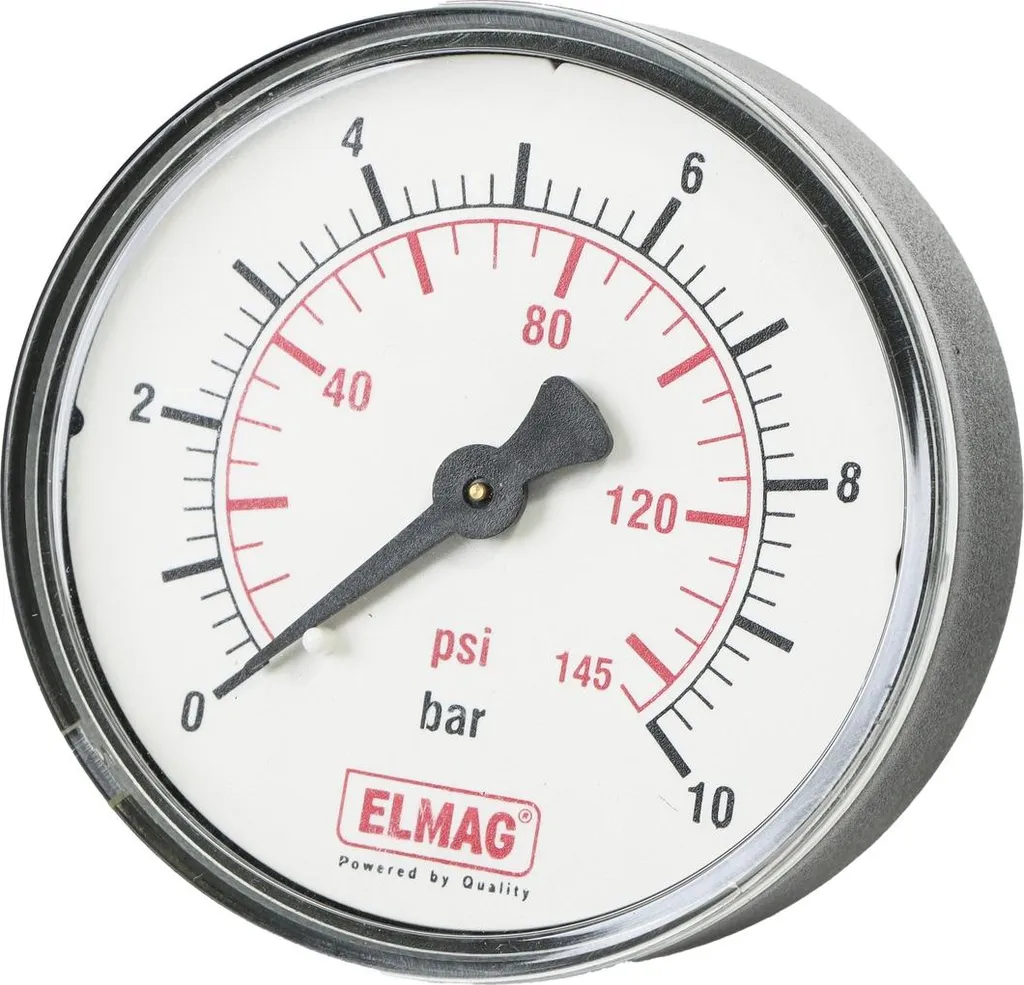 Manomètre de pression Elmag 42223 0-10 Bar Ø 63 mm 1/4 AG arrière