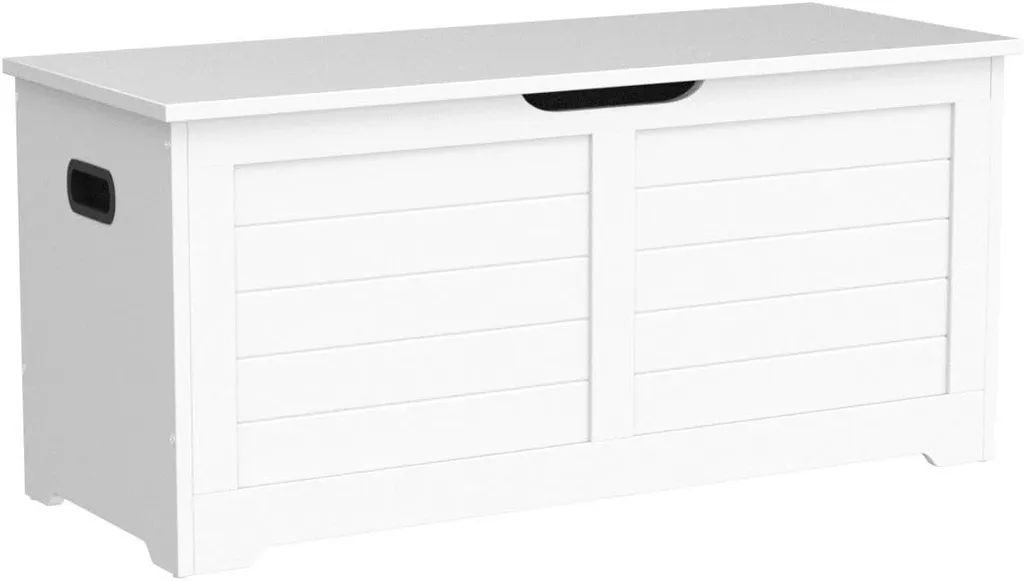 Grand Coffre de Rangement Blanc Mat 100 cm avec Charnières de Sécurité