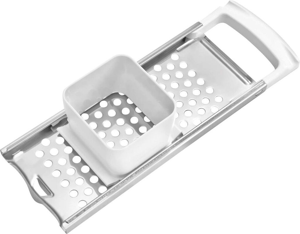 Fackelmann Spätzlehobel kurz ARCADALINA, Spätzlereibe, Profi-Spätzlehobel klassisch, aus Edelstahl, für kurze Spätzle (Farbe: Weiß/Silber)