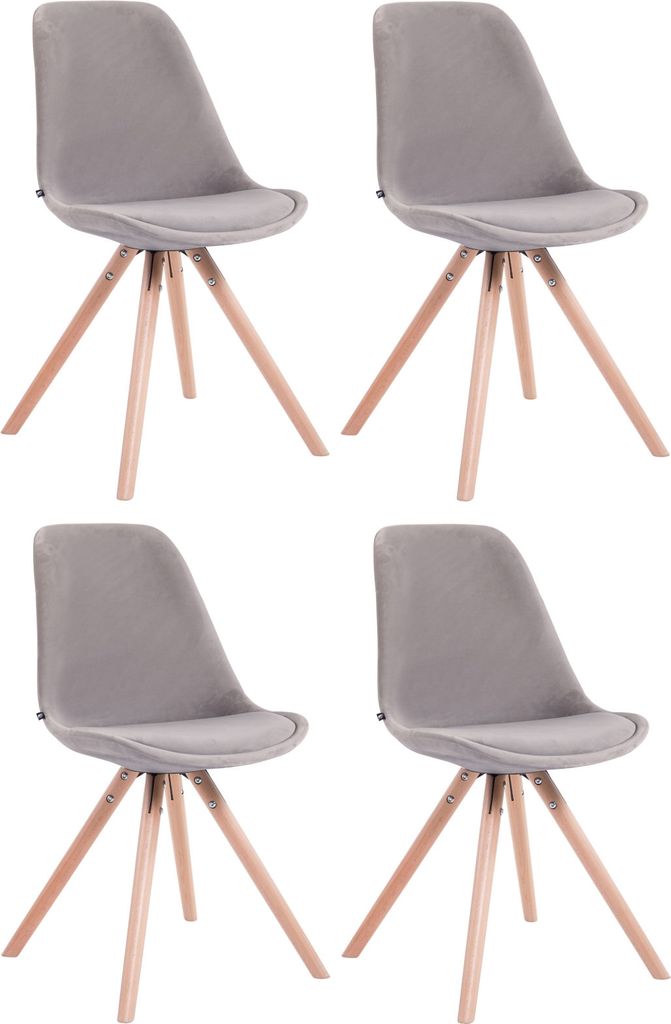 4er Set Stühle HLO-CP8 Samt Rund natura grau