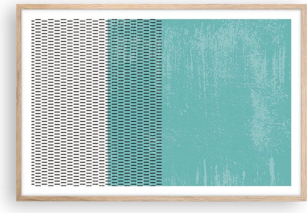 Gerahmtes Poster - Rahmen in heller Eiche - Abstraktion Modern Striche - 91,5x61 cm - Wand Bild - Wanddeko - Wandbilder - Kunstposter - Wandposter ...