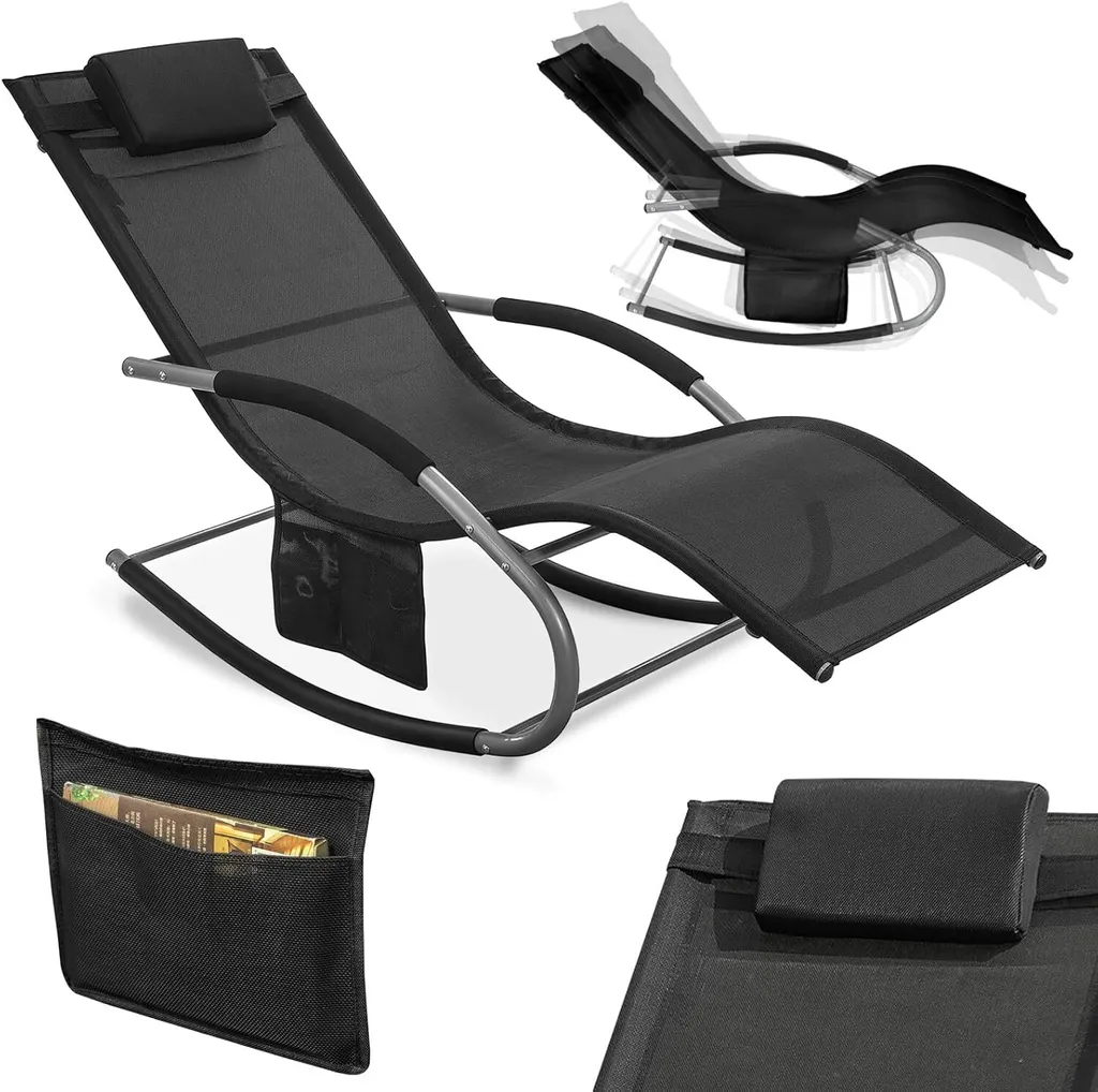 Transat de jardin pour relaxation et sieste avec appui-tête SoBuy 150 kg