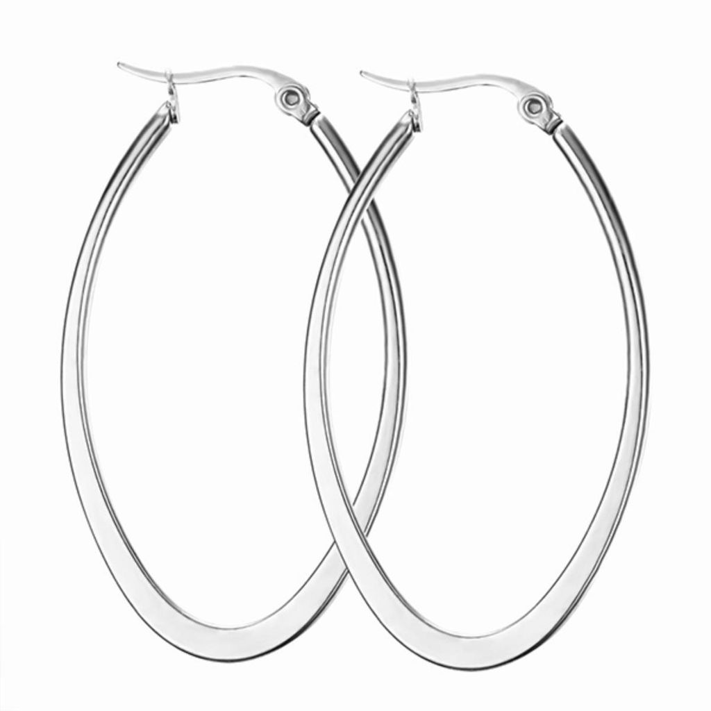 Creolen oval: Ohrringe aus Edelstahl Silber Produktbild 