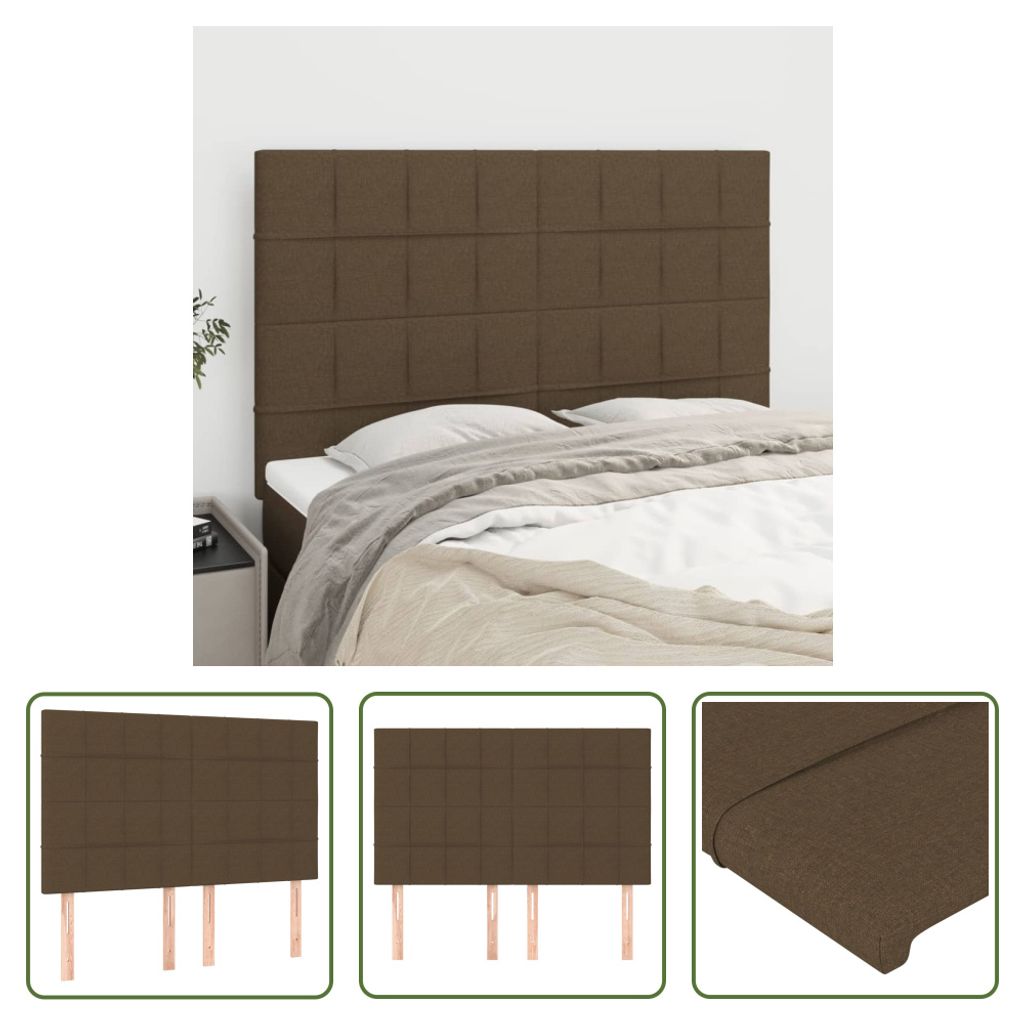 The Living Store Kopfteile 4 Stk. Dunkelbraun 72x5x78/88 cm Stoff