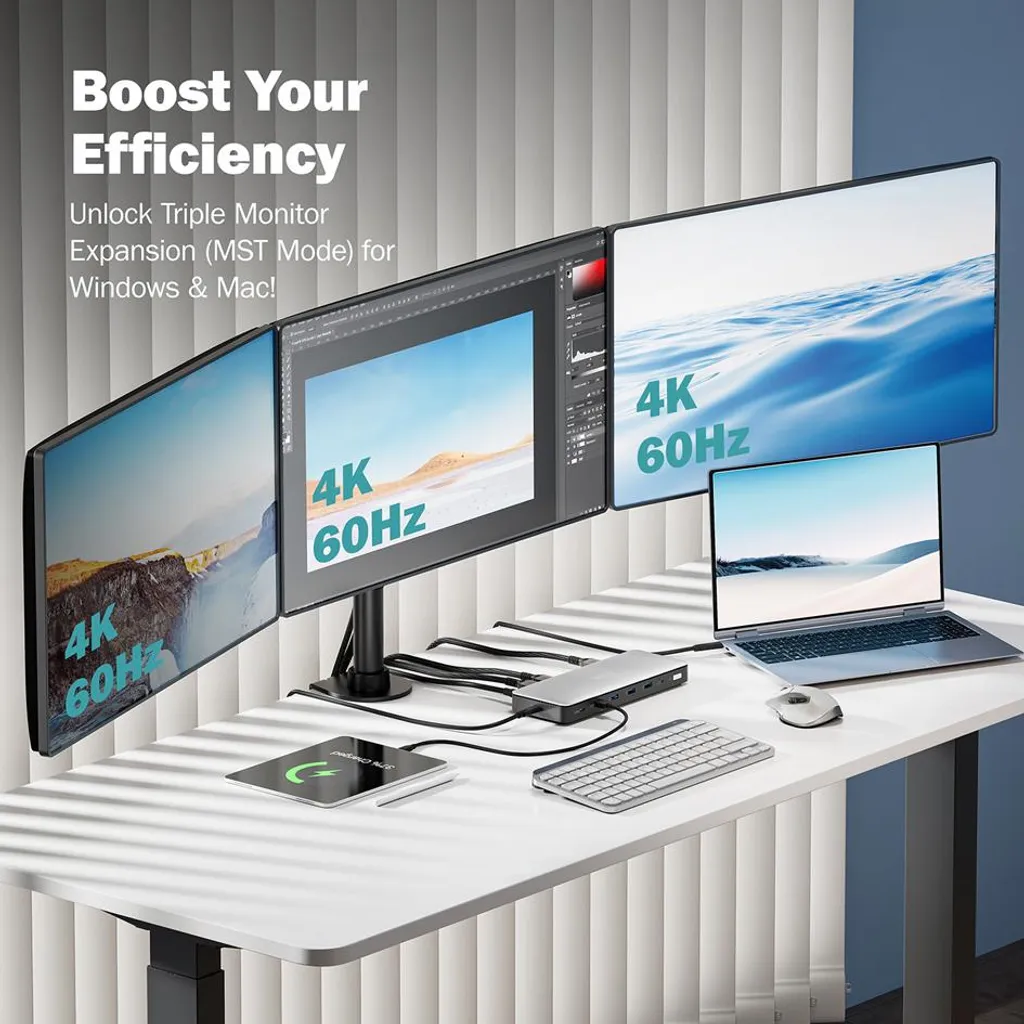 Adaptateur USB-C Double Écran 4K pour Télétravail et Bureau Argenté - 7