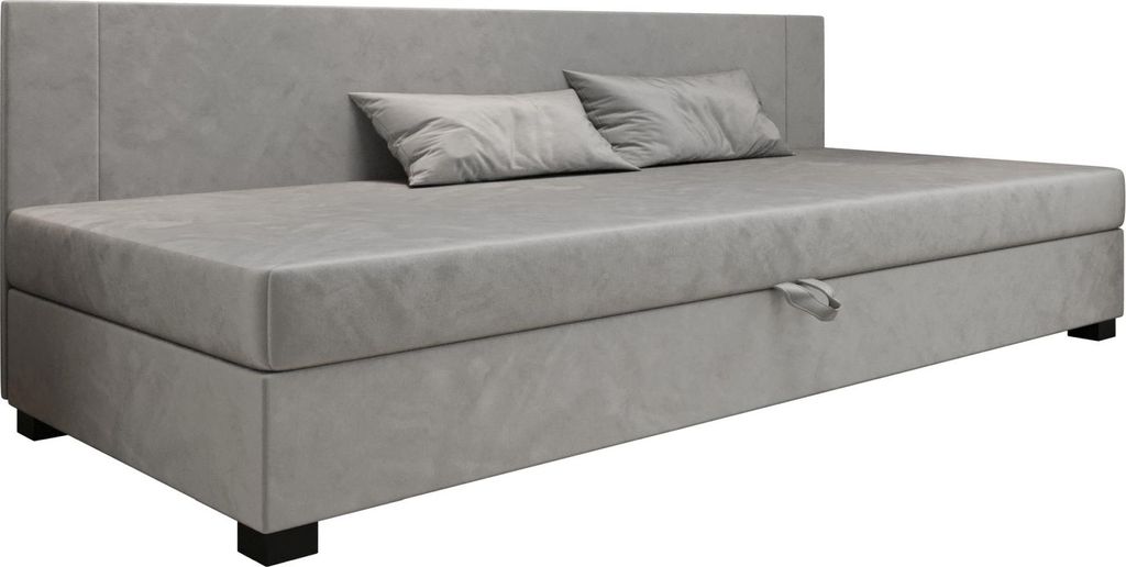 AURA SOFA Boxspringbett ULO BIZ 110x195 Komplett-Set mit Bonell Matratze, Polsterbett mit Bettkästen - Grau, MONOLITH 84