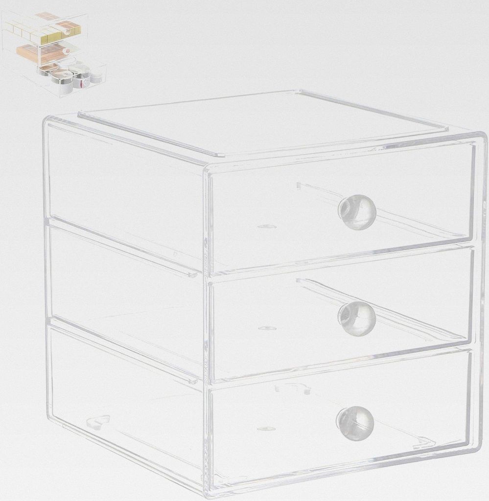 Kosmetik Organizer Schubladen: Acryl Make Up Organizer Transparenter Aufbewahrungsbox mit 3 Schubladen, Orgenizerboxen Schminke Stapelbarer Schubla...