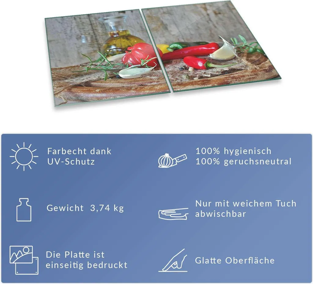 Piastra Copripiano Cottura In Vetro 90x52 Cm Con Stampa Paprika: Protezione Multiuso, Tagliere, Sottopentola, Paraspruzzi, Per Cucine Elettriche E A Induzione (NO GAS) - 5