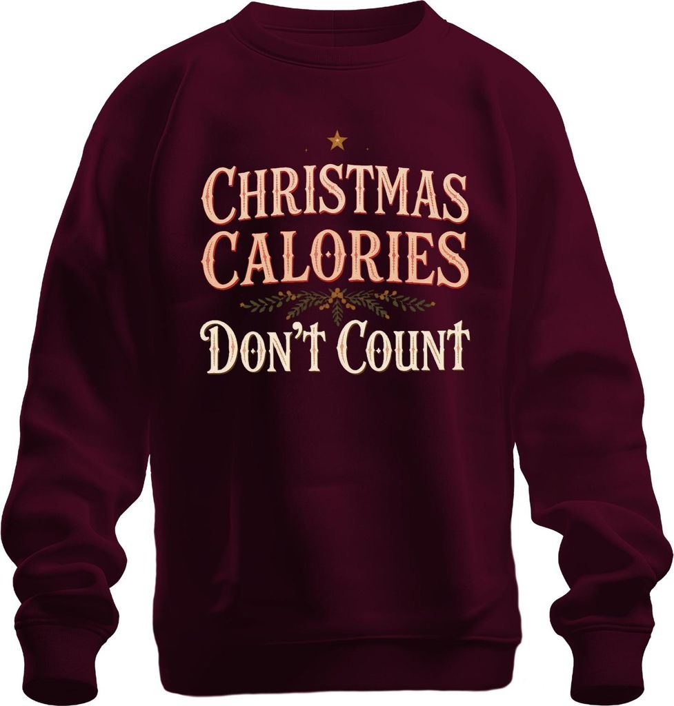 Christmas Calories Don't Count lustig Geschenk Holiday Eating Uni Sweatshirt Pullover, Burgundy, XXL