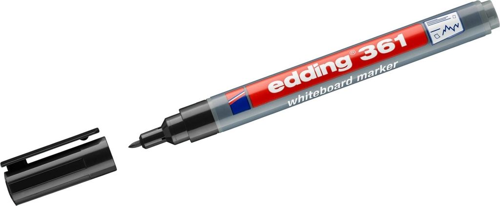 Edding - Filz -Tip Edding 361 Whiteboard um 1 mm schwarz | 10 Stück