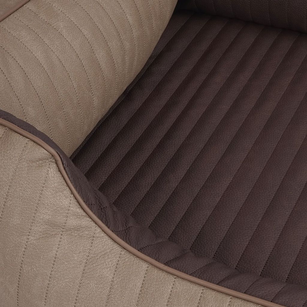 Knuffelwuff Orthopädisches Hundebett Outlander aus laser-gestepptem Kunstleder XXL 120 x 85cm Natur/Braun