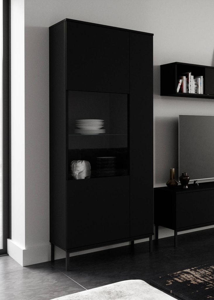 Vitrine Dallas WIT70, Standvitrine für Wohnzimmer, Stilvoll Produktbild 
