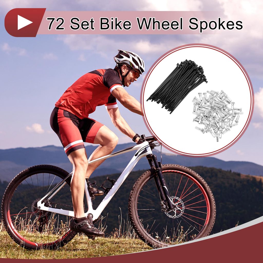 72 Set 14G Fahrrad Speichen 74mm Fahrrad Speichen C-Stahl Schwarz