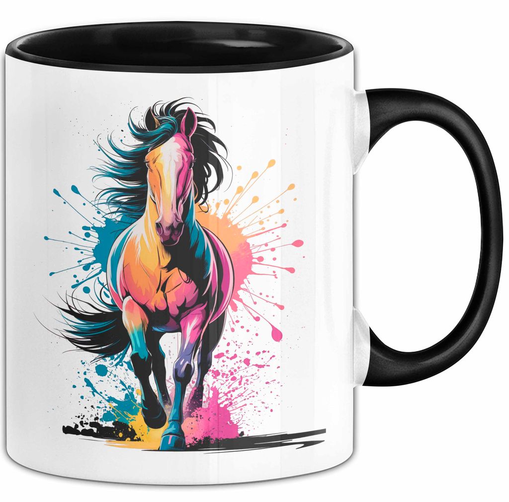 Pferde Tierliebhaber Tasse Geschenk Lustige Geschenkidee Spruch (Schwarz)